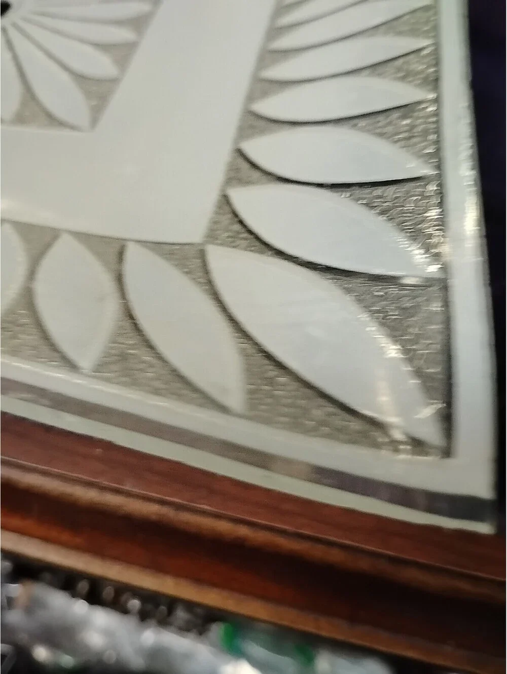 Vtg Square White/Clear Glass Daisy Ceiling Light Shade 13 3/4”